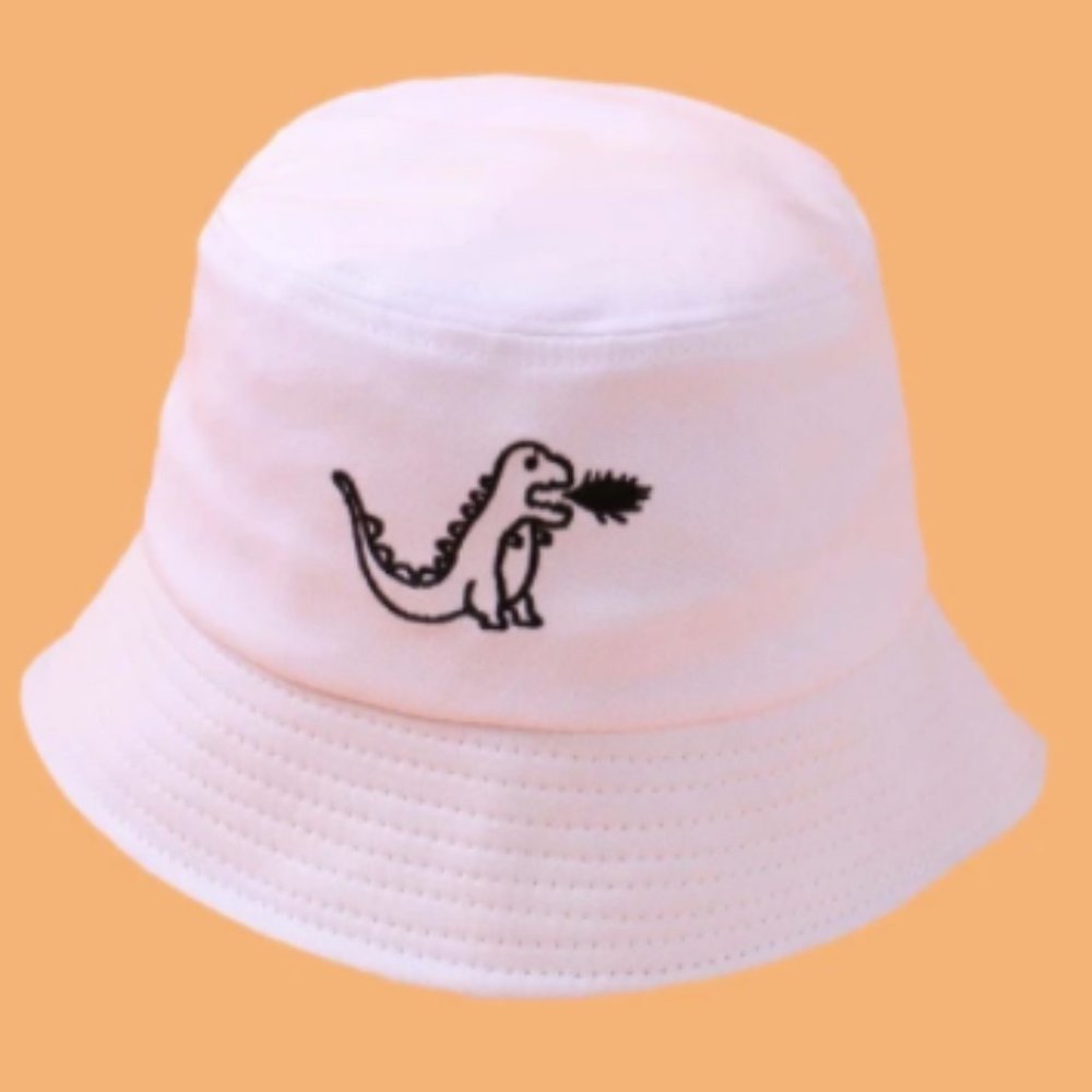 white dinosaur bucket hat